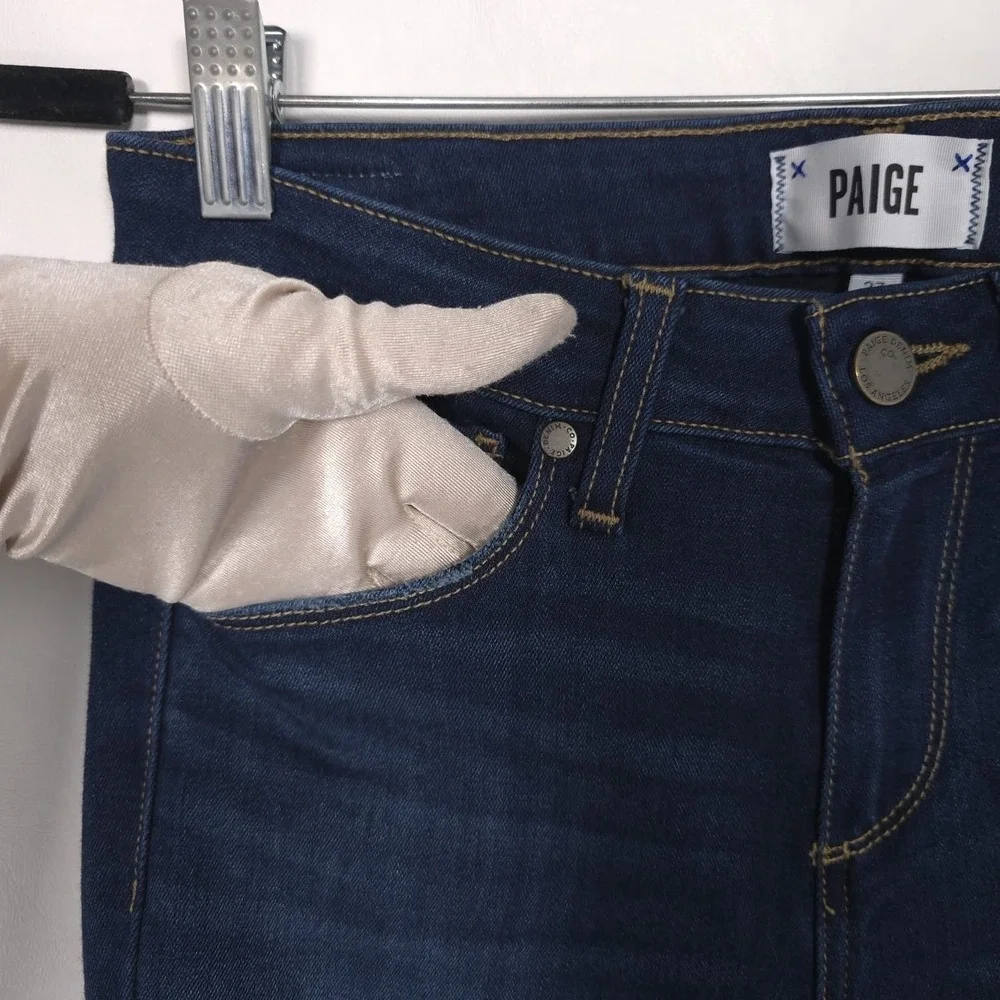 PAIGE Jeans Women 27 High Rise Straight Dark Wash‎ Denim Skyline Skinny